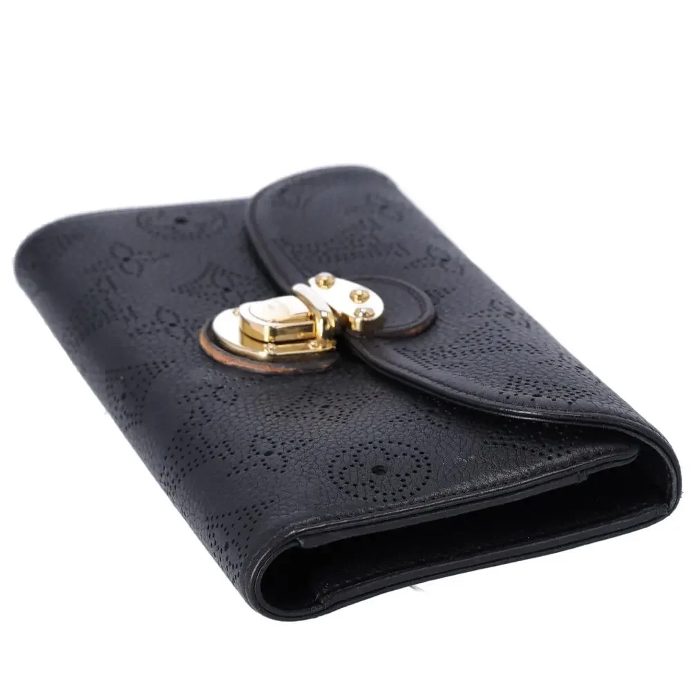 Louis Vuitton Amelia Mahina Monogram Long Trifold Wallet Black
